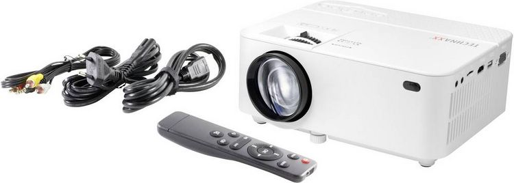 Produktbild: Technaxx Beamer TX-113 LED 1800 ANSI-Lumen 800 x 480 WXGA mit Fernbedienung, VGA Eingang, Integrierter Lautsprecher