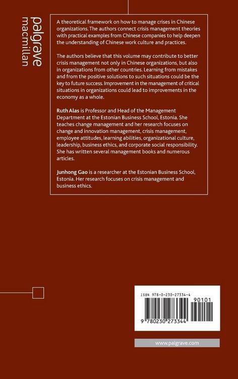 Produktbild: Crisis Management in Chinese Organizations