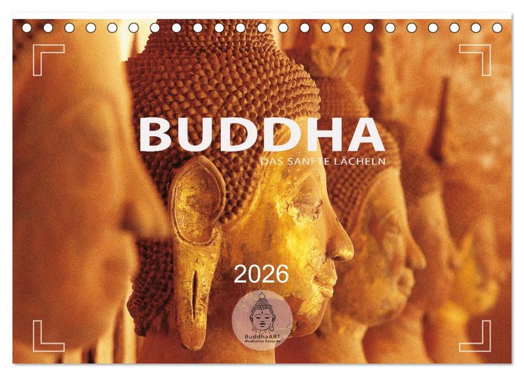 Produktbild: BUDDHA - Ein sanftes L&auml;cheln (Tischkalender 2026 DIN A5 quer), CALVENDO Monatskalender