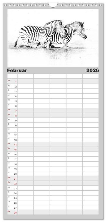 Produktbild: Familienplaner 2026 - AFRIKA - Schwarz-weiss Fotografien im modernen "High Key" Look mit 5 Spalten (Wandkalender, 21 x 45 cm) CALVENDO
