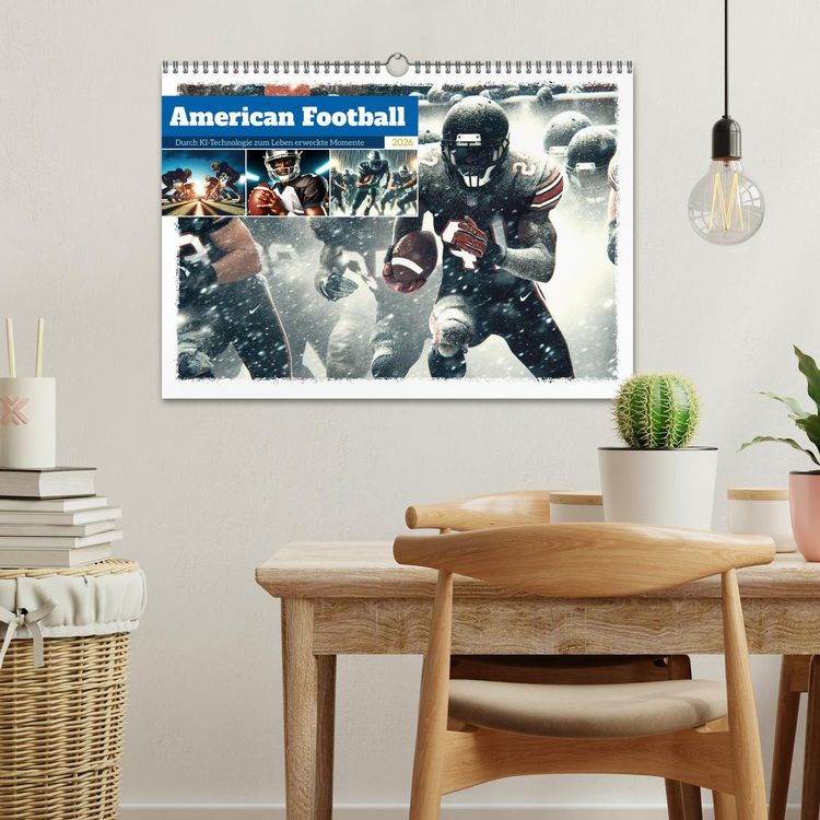 Produktbild: American Football - Durch KI-Technologie zum Leben erweckte Momente (Wandkalender 2026 DIN A3 quer), CALVENDO Monatskalender