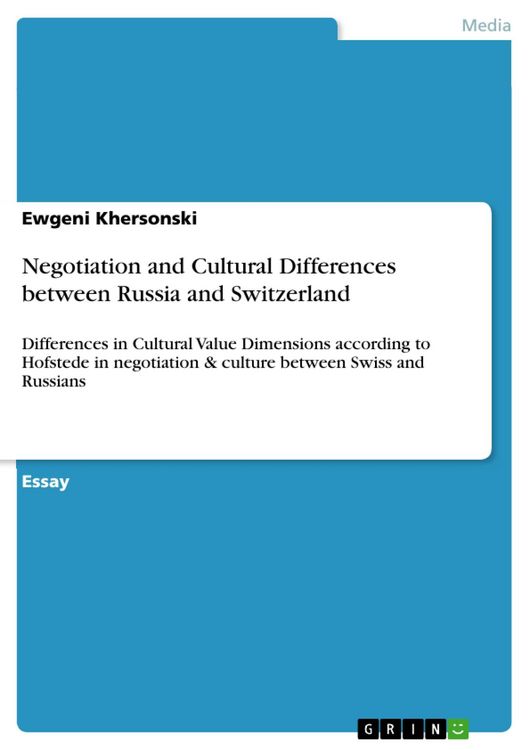 Produktbild: Negotiation and Cultural Differences between Russia and Switzerland
