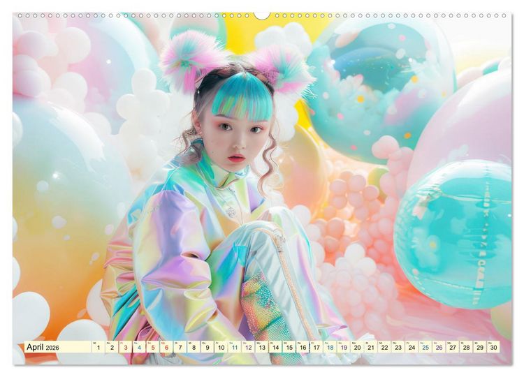 Produktbild: Figuren in einer bunten Welt - Im Anime-Stil (hochwertiger Premium Wandkalender 2026 DIN A2 quer), Kunstdruck in Hochglanz