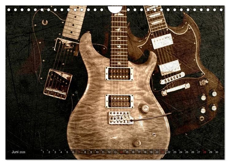 Produktbild: GITARREN Vintage Art (Wandkalender 2026 DIN A4 quer), CALVENDO Monatskalender