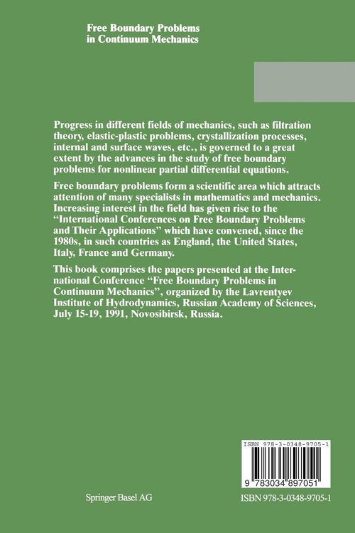 Produktbild: Free Boundary Problems in Continuum Mechanics