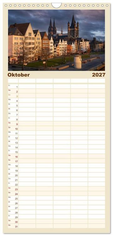 Produktbild: Familienplaner 2027 - Urbane Impressionen: Domstadt K&ouml;ln - Lebensgef&uuml;hl am Rhein mit 5 Spalten (Wandkalender, 21 x 45 cm) CALVENDO