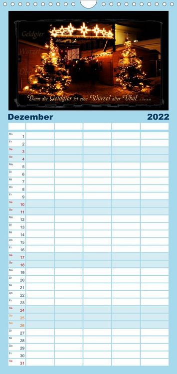 Produktbild: Familienplaner Monat f&uuml;r Monat ein Bibelvers (Wandkalender 2022 , 21 cm x 45 cm, hoch)