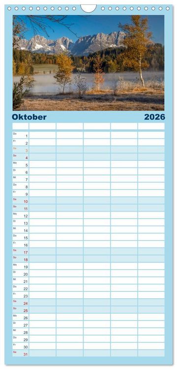 Produktbild: Familienplaner 2026 - Der Wilde Kaiser, das Kletterparadies bei Kitzb&uuml;hel mit 5 Spalten (Wandkalender, 21 x 45 cm) CALVENDO