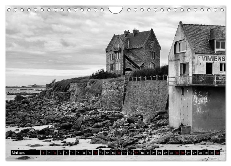 Produktbild: Bretagne in Schwarz und Wei&szlig; 2026 (Wandkalender 2026 DIN A4 quer), CALVENDO Monatskalender