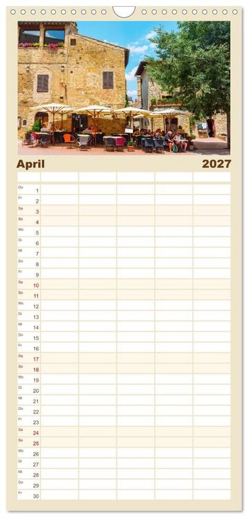 Produktbild: Familienplaner 2027 - San Gimignano, die Stadt der T&uuml;rme mit 5 Spalten (Wandkalender, 21 x 45 cm) CALVENDO