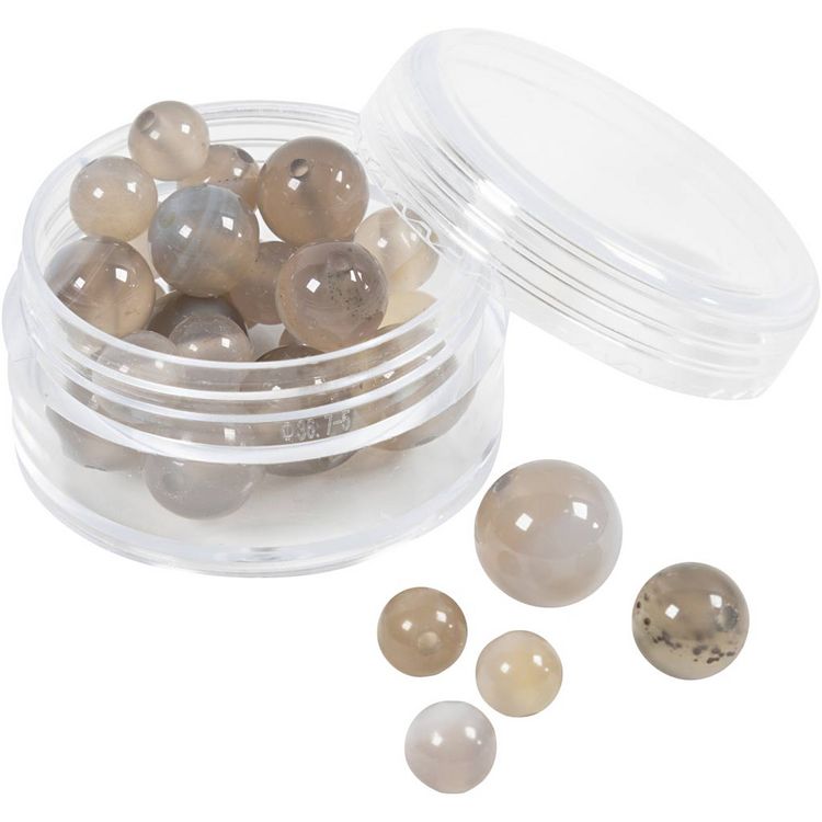 Produktbild: Creativ Company Achat Steinperlen, Gr&ouml;&szlig;e 1x10, 12x8, 15x6 mm, Lochgr&ouml;&szlig;e 0,9-1 mm, Transparent Grau, 28 Stk