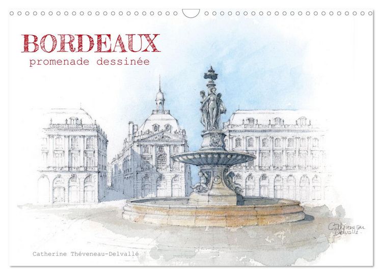 Produktbild: BORDEAUX, promenade dessin&eacute;e (Calendrier mural 2026 DIN A3 vertical), CALVENDO calendrier mensuel