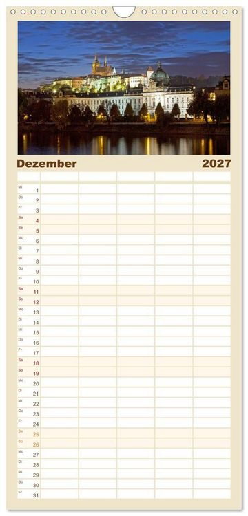 Produktbild: Familienplaner 2027 - Goldenes Prag mit 5 Spalten (Wandkalender, 21 x 45 cm) CALVENDO