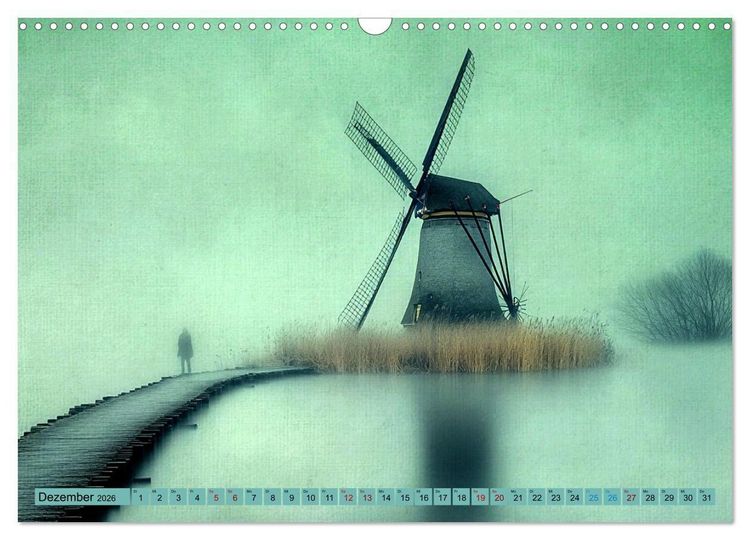Produktbild: Windgefl&uuml;ster-M&uuml;hlenimpressionen (Wandkalender 2026 DIN A3 quer), CALVENDO Monatskalender