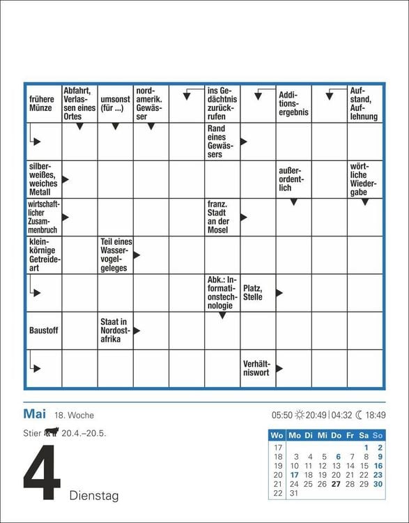Produktbild: Kreuzwortr&auml;tsel Tagesabrei&szlig;kalender 2027