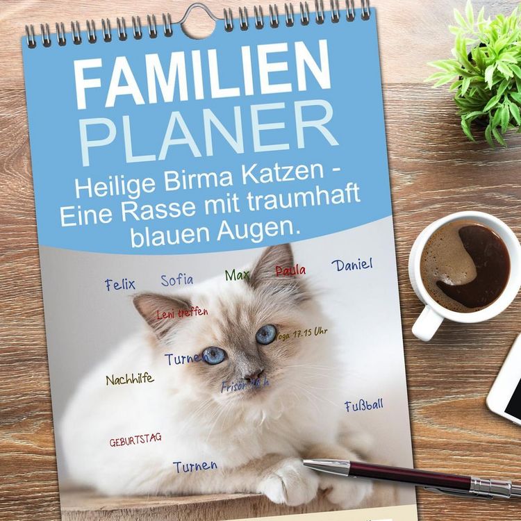 Produktbild: Familienplaner 2026 - Heilige Birma Katzen - Eine Rasse mit traumhaft blauen Augen. mit 5 Spalten (Wandkalender, 21 x 45 cm) CALVENDO