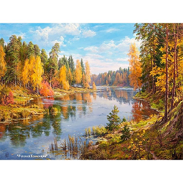 Produktbild: PRACHT Diamond Painting Flusslandschaft 40x30cm