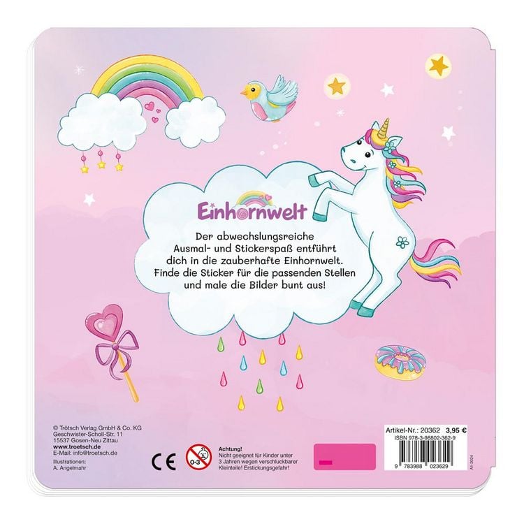 Produktbild: Tr&ouml;tsch Malbuch Stickermalbuch Einhornwelt