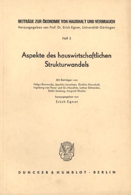 Produktbild: Aspekte des hauswirtschaftlichen Strukturwandels.