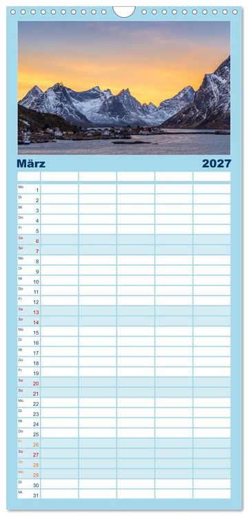 Produktbild: Familienplaner 2027 - Nordnorwegen - Wundervolle Lofoten mit 5 Spalten (Wandkalender, 21 x 45 cm) CALVENDO