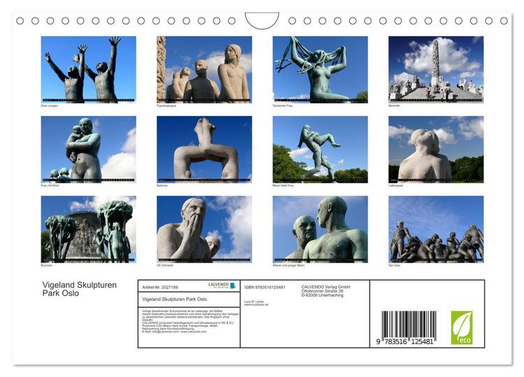 Produktbild: Vigeland Skulpturen Park Oslo (Wandkalender 2026 DIN A4 quer), CALVENDO Monatskalender