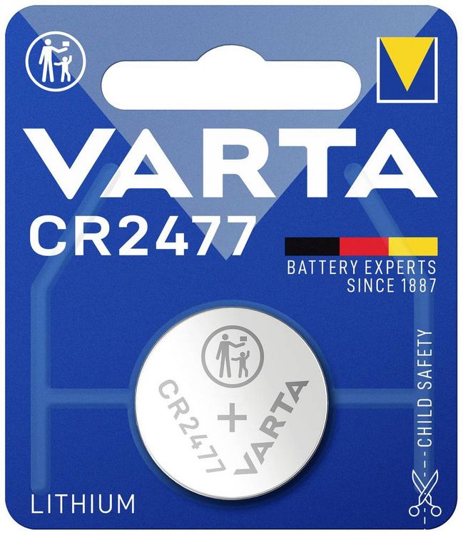 Produktbild: Varta Knopfzelle CR2477 3 V 1 St. 850 mAh Lithium LITHIUM Coin CR2477 Bli 1