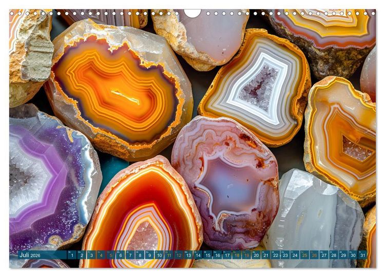 Produktbild: Achat-Rhapsodie - Farbige Flussl&auml;ufe in Bandachaten und Quarz (Wandkalender 2026 DIN A3 quer), CALVENDO Monatskalender
