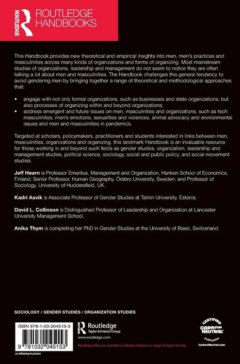 Produktbild: Routledge Handbook on Men, Masculinities and Organizations