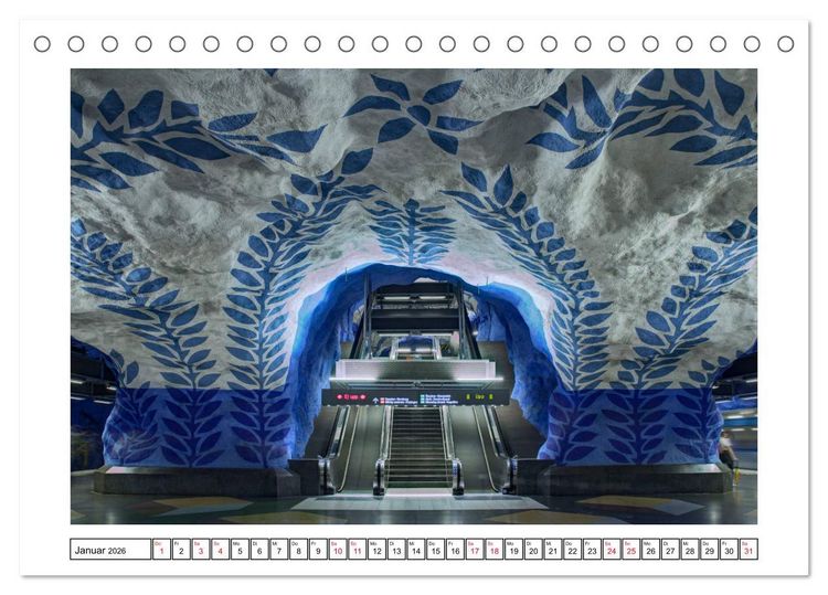 Produktbild: Stockholms Metrostationen - Bunte Meisterwerke im Untergrund (Tischkalender 2026 DIN A5 quer), CALVENDO Monatskalender