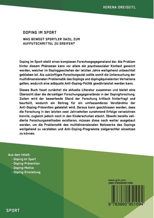 Produktbild: Doping im Sport. Was bewegt Sportler dazu, zum Aufputschmittel zu greifen?