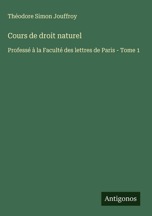 Produktbild: Cours de droit naturel