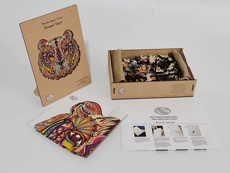 Produktbild: Craft Buddy PUZZWD-01 - Wooden Jigsaw Puzzle, Bengal Tiger, Holzpuzzle, A3
