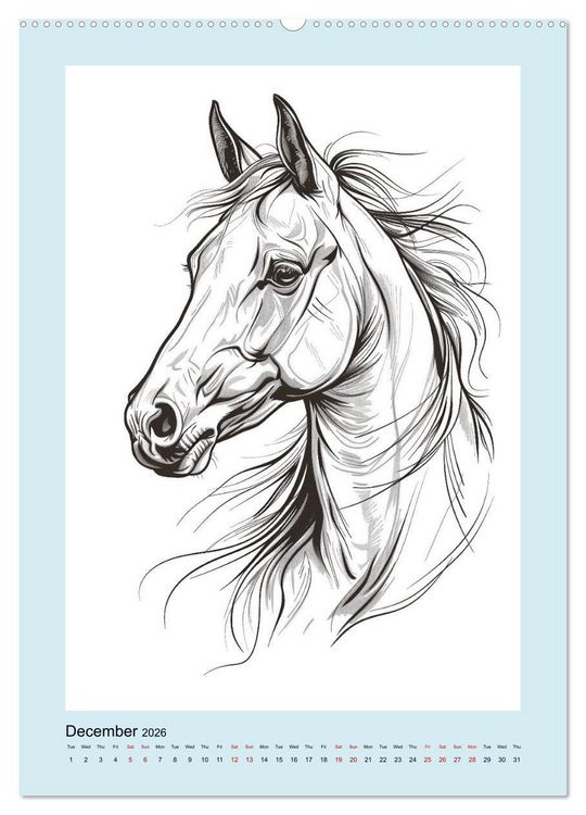 Produktbild: Sketchy Power Horses (Wall Calendar 2026 DIN A2 portrait), CALVENDO 12 Month Wall Calendar