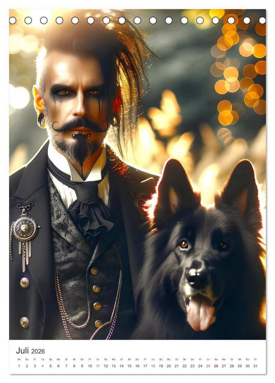 Produktbild: Schatten und Stil - KI M&auml;nner im Gothic Stil (Tischkalender 2026 DIN A5 hoch), CALVENDO Monatskalender