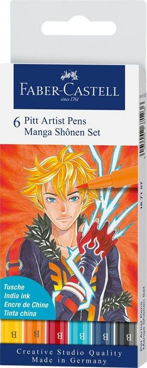Produktbild: Faber-Castell Tuschestifte Pitt Artist Pens Manga Shonen, 6er Etui