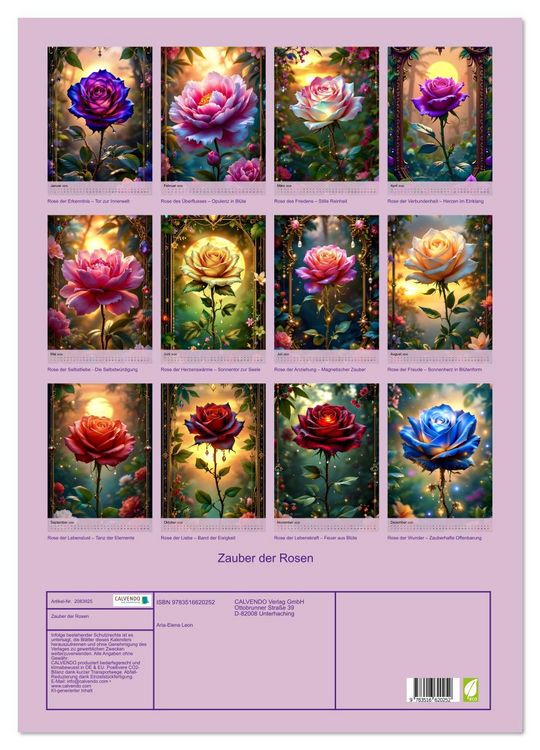 Produktbild: Zauber der Rosen (Wandkalender 2026 DIN A2 hoch), CALVENDO Monatskalender