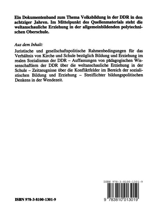 Produktbild: Weltanschauliche Erziehung in der DDR