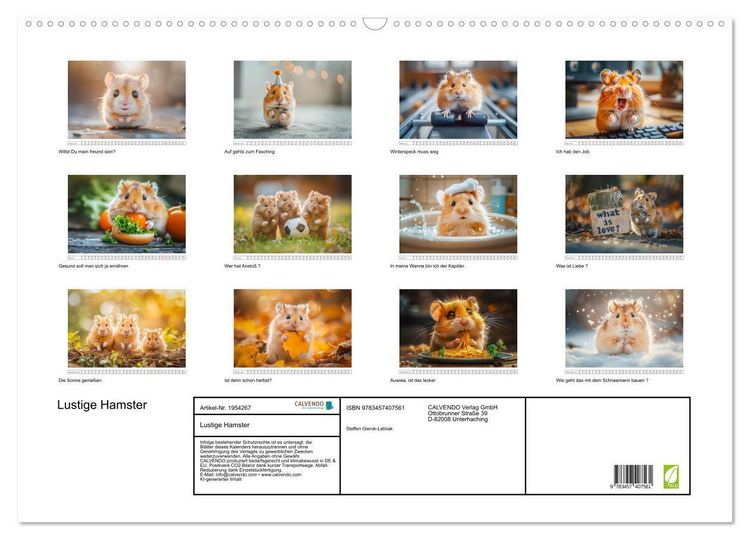 Produktbild: Lustige Hamster (Wandkalender 2026 DIN A2 quer), CALVENDO Monatskalender