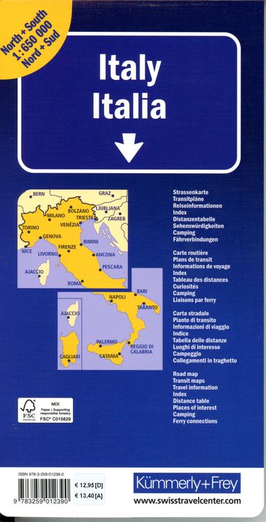 Produktbild: K&uuml;mmerly+Frey Strassenkarte Italien Nord+S&uuml;d 1:650.000
