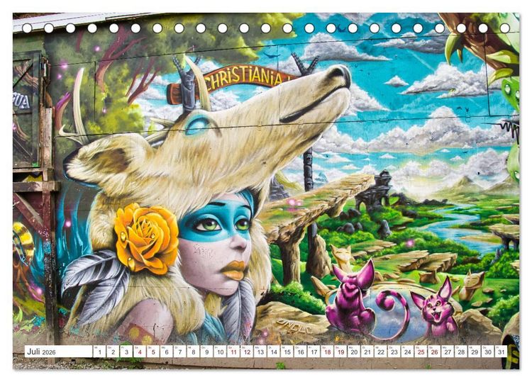 Produktbild: Graffiti: Die Kunst der Stra&szlig;e (Tischkalender 2026 DIN A5 quer), CALVENDO Monatskalender