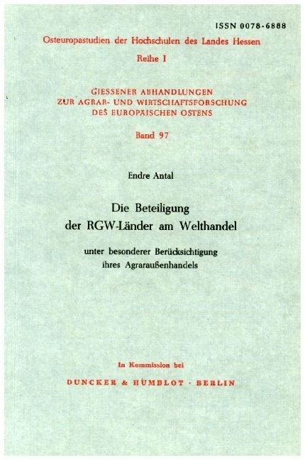 Produktbild: Die Beteiligung der RGW-L&auml;nder am Welthandel