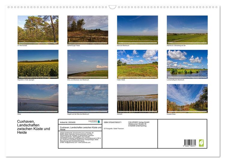 Produktbild: Cuxhaven, Landschaften zwischen K&uuml;ste und Heide (Wandkalender 2026 DIN A2 quer), CALVENDO Monatskalender