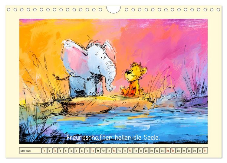 Produktbild: R&uuml;ssel und Herz. Zauberhafte Elefantenmomente und Weisheiten (Wandkalender 2026 DIN A4 quer), CALVENDO Monatskalender