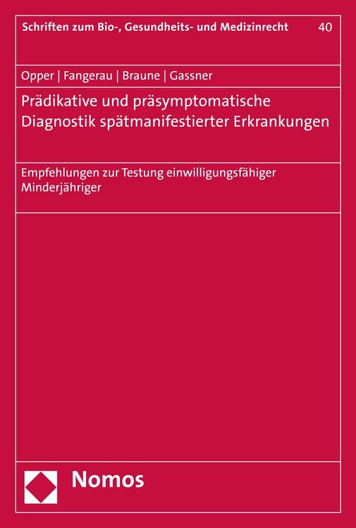 Produktbild: Pr&auml;diktive und pr&auml;symptomatische Diagnostik sp&auml;tmanifestierender Erkrankungen