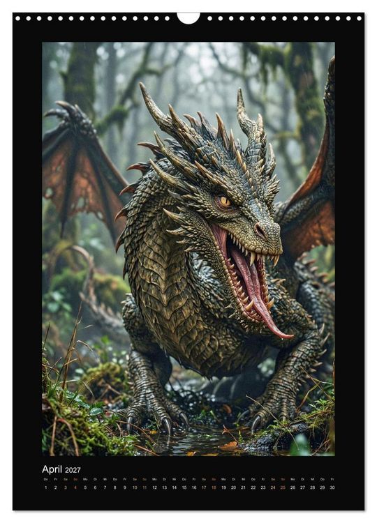 Produktbild: Drachen - Magische Herrscher, Dark‑Fantasy Wandkalender (Wandkalender 2027 DIN A3 hoch), CALVENDO Monatskalender