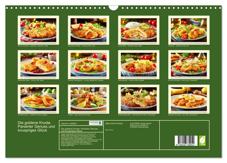 Produktbild: Die goldene Kruste. Panierter Genuss und knuspriges Gl&uuml;ck (Wandkalender 2026 DIN A3 quer), CALVENDO Monatskalender