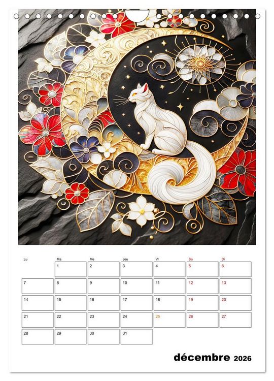Produktbild: Les chats - Pattes de velours au clair de lune (Calendrier mural 2026 DIN A4 horizontal), CALVENDO calendrier mensuel