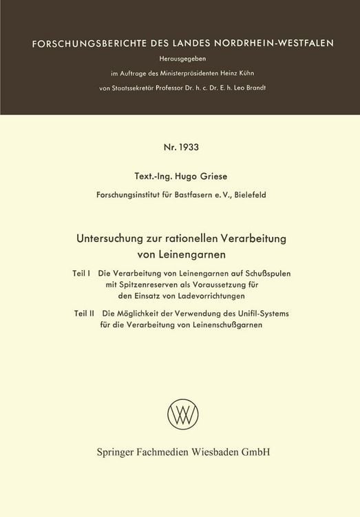 Produktbild: Untersuchung zur rationellen Verarbeitung von Leinengarnen