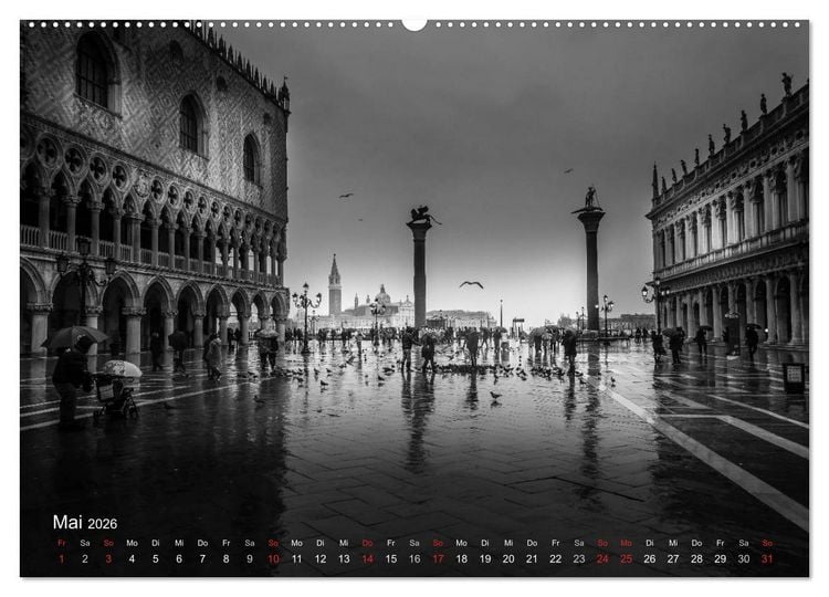 Produktbild: Venedig - Licht und Schatten (hochwertiger Premium Wandkalender 2026 DIN A2 quer), Kunstdruck in Hochglanz