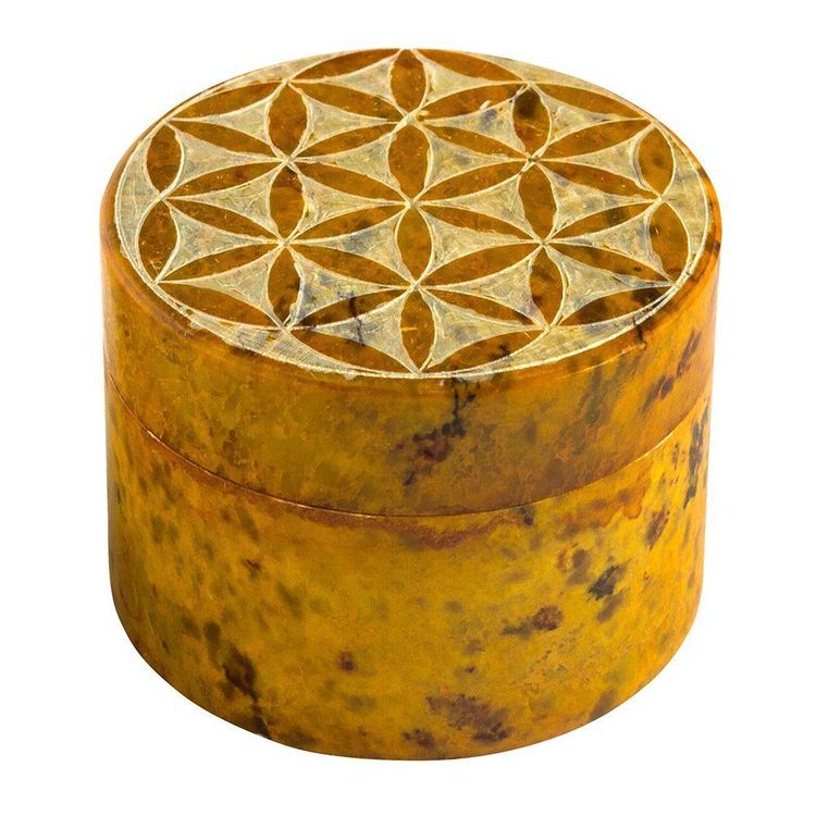 Produktbild: Box "Blume des Lebens" Speckstein ocker rund 5 cm